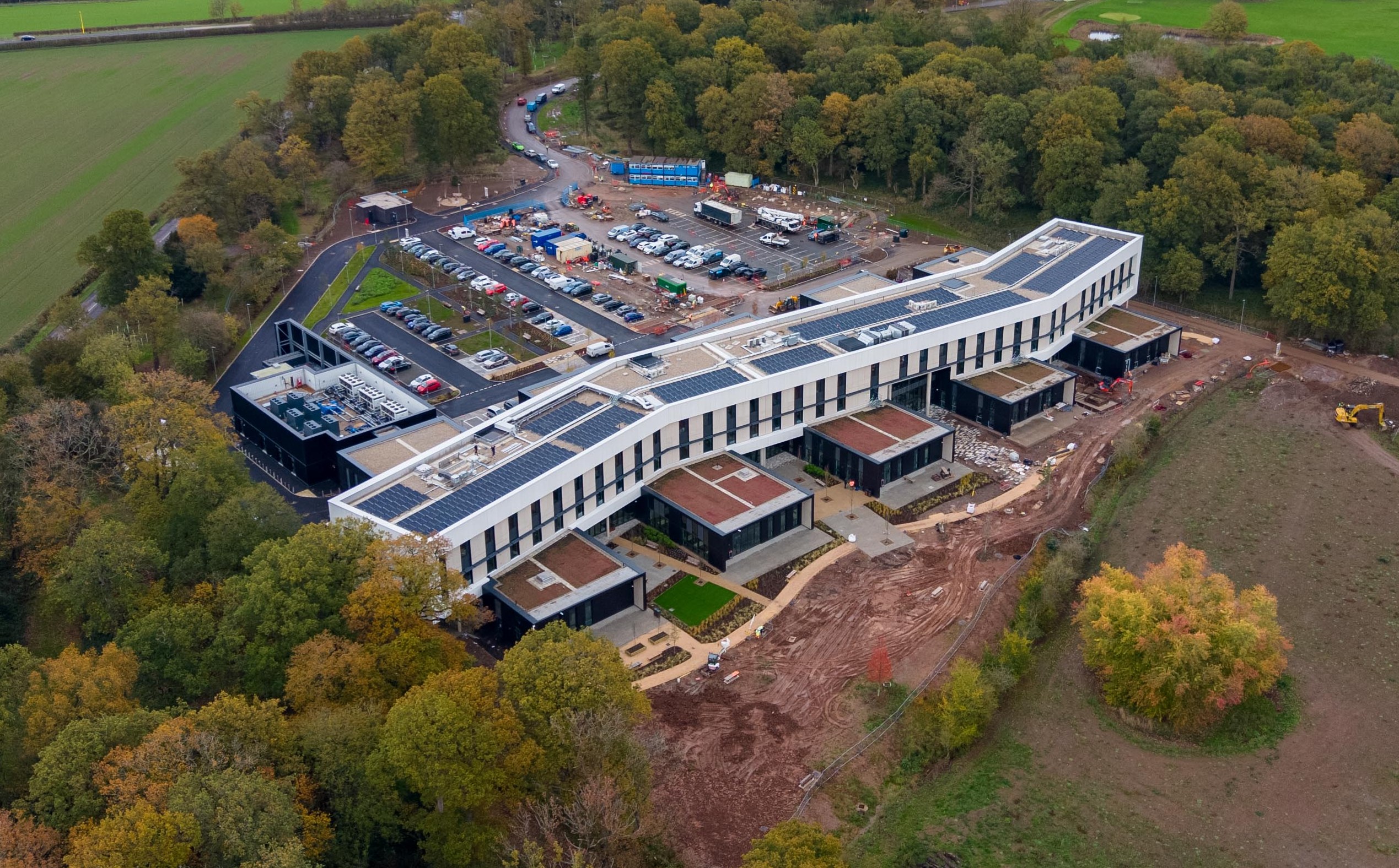 Aerial view of the Main Building National Rehabilitation Centre, Stanford Hall Estate, Loughborough.