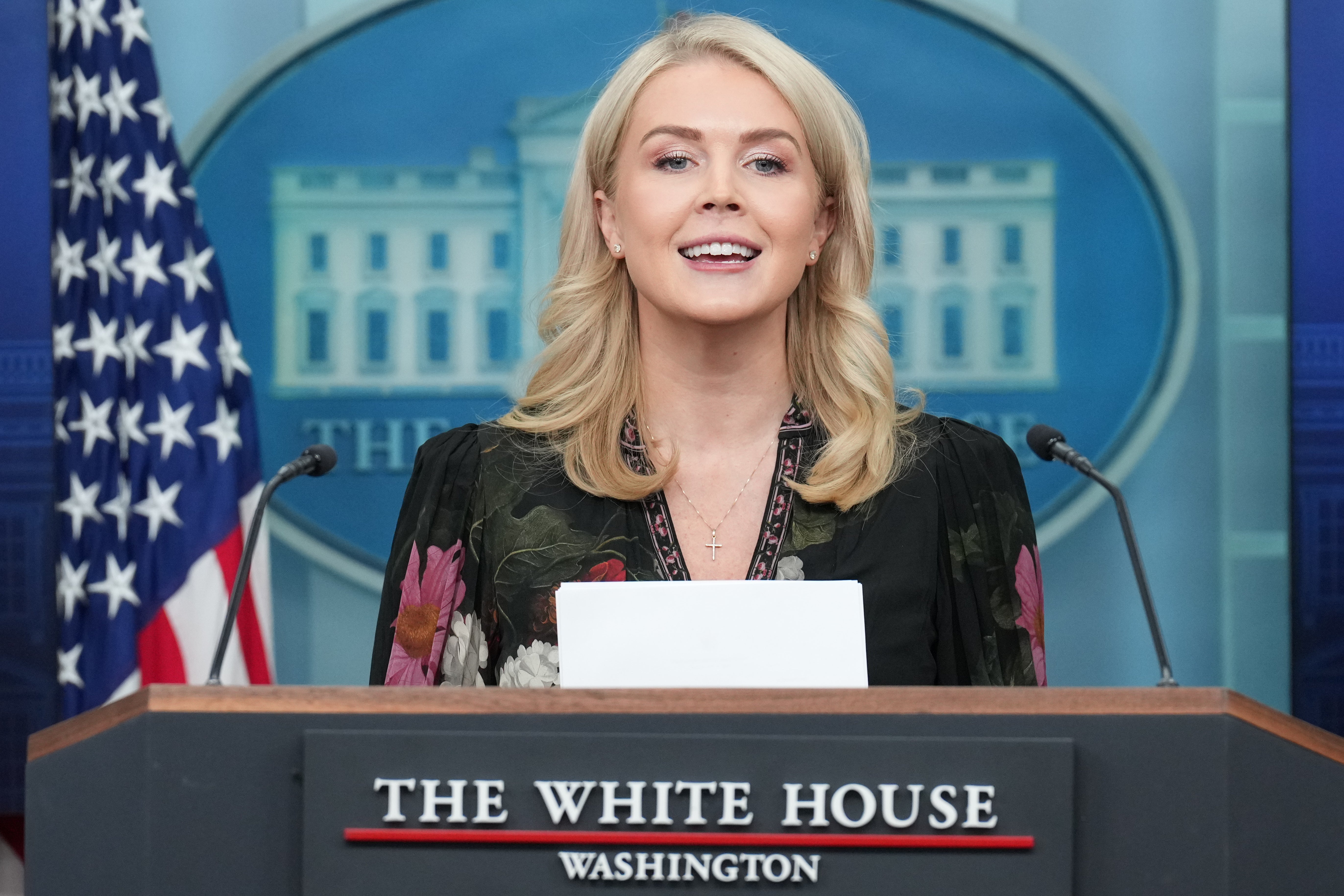 Leavitt, 28, is known for her no-nonsense press briefings