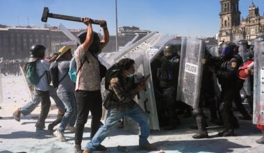 Anti-government protesters clash with riot police in Mexico City during Gen Z-led rally