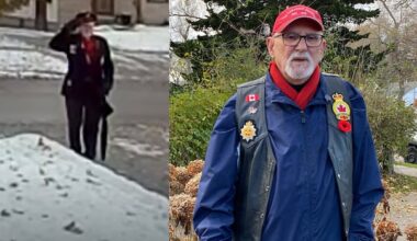 Mystery man who placed flag and saluted Kitchener home on Remembrance Day identified