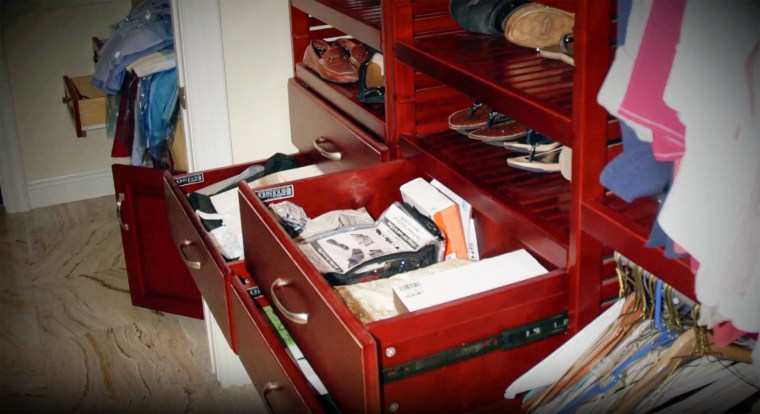 Drawers pulled out during the alleged burglary of the Schwartz home.