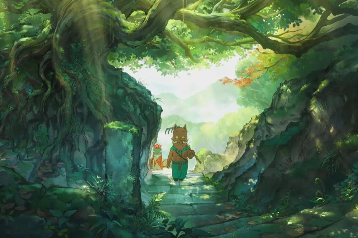 The Chinese animated comedy Nobody features a traditional watercolour painting style in its landscapes.