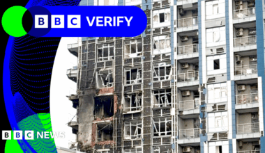BBC Verify Live: Videos from Kyiv capture damage from Russian attack as Ukraine claims air base strike