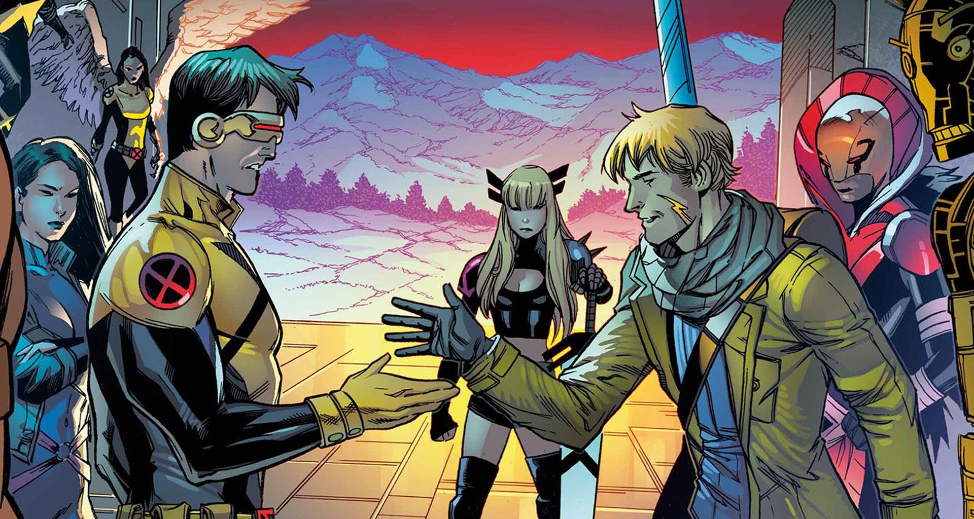 Cyclops and the X-Men welcoming Doug Ramsey and his crew