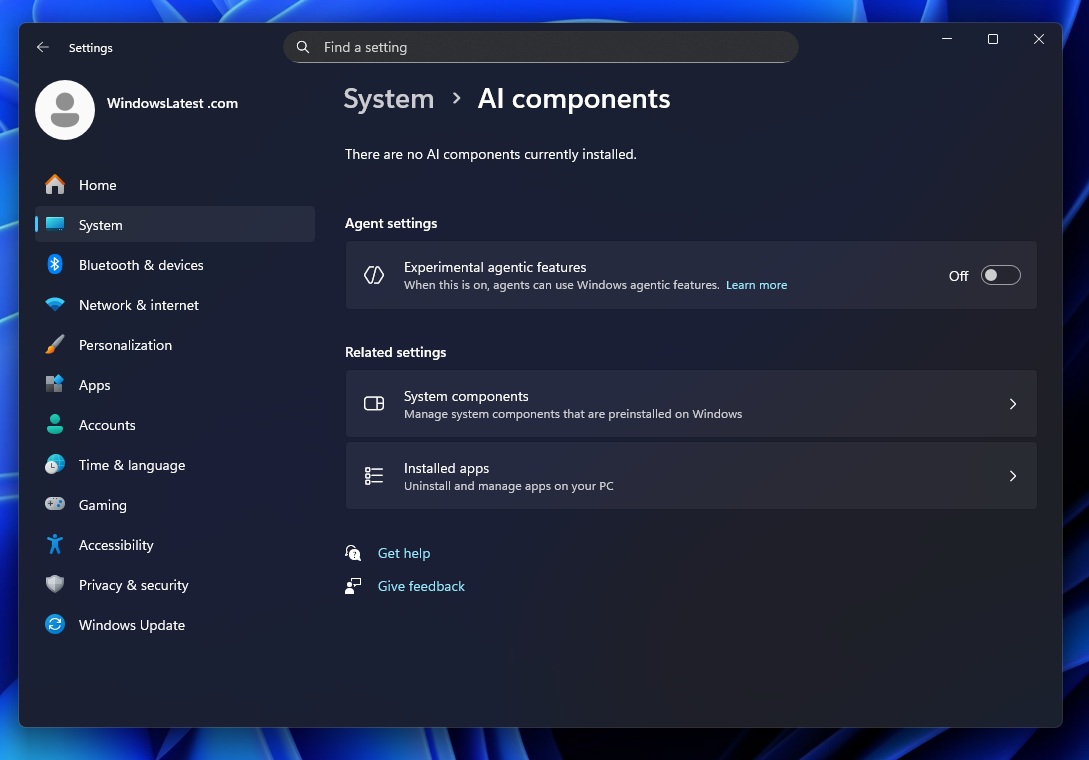 Experimental agentic features in Windows 11