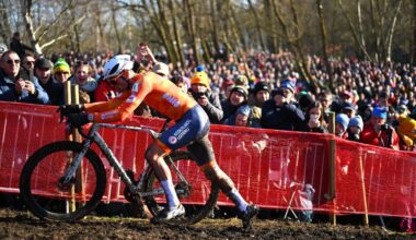 LIEVIN, FRANCE - FEBRUARY 02: Mathieu Van Der Poel of Netherlands competes during the 76th UCI Cyclo-Cross World Championships 2025 - Men&amp;apos;s Elite on February 02, 2025 in Lievin, France. (Photo by Luc Claessen/Getty Images)