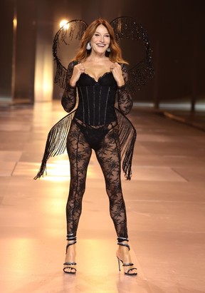 Carla Bruni walks the runway for the Victoria's Secret Fashion Show 2024 on October 15, 2024 in New York City.