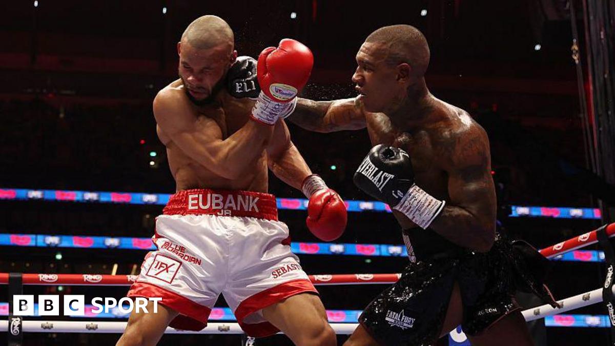 Conor Benn lands a punch on the head of Chris Eubank Jr
