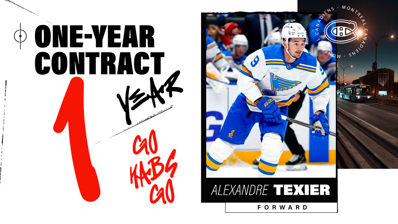 One-year contract for Alexandre Texier and Adam Engstrom recalled from the Laval Rocket