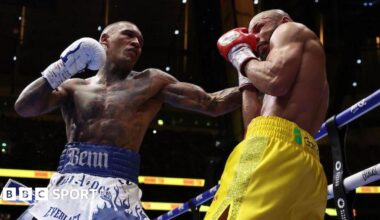 Conor Benn lands a punch on Chris Eubank Jr