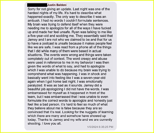 Justin Baldoni text messages revealed