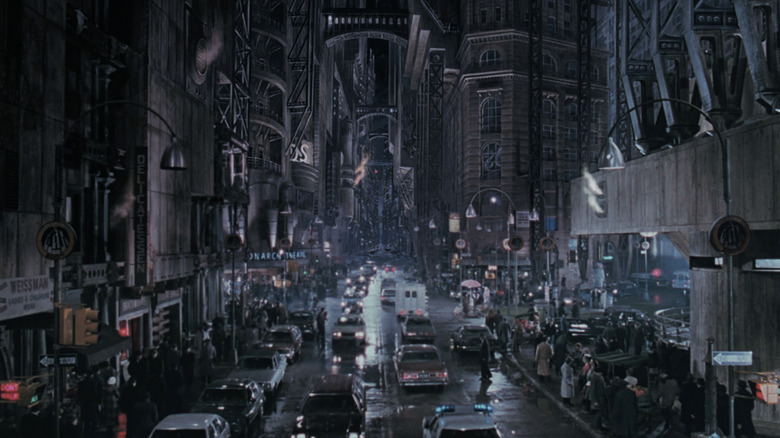 A Gotham City street is seen at night in Batman