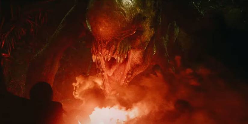 Kinkaid (Mahershala Ali) tries to distract the Distortus Rex in Jurassic World Rebirth.