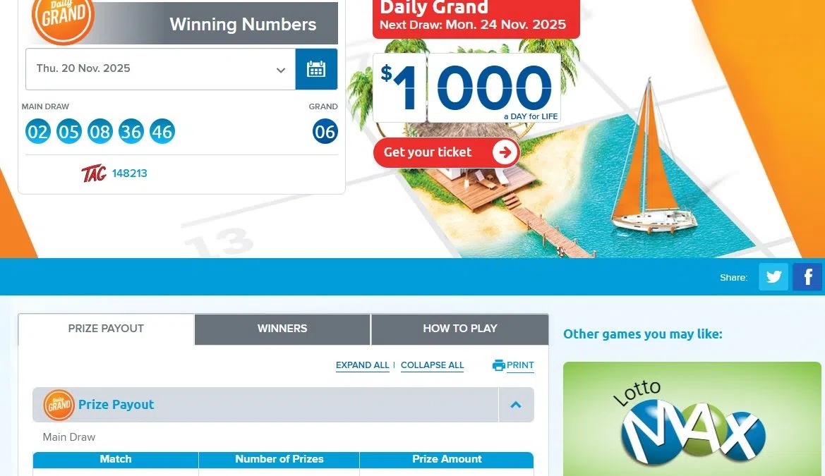 Winning Daily Grand lottery ticket in N.B.