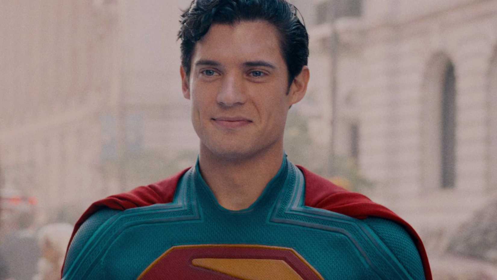 David Corenswet smiling as Superman in the 2025 DCU movie
