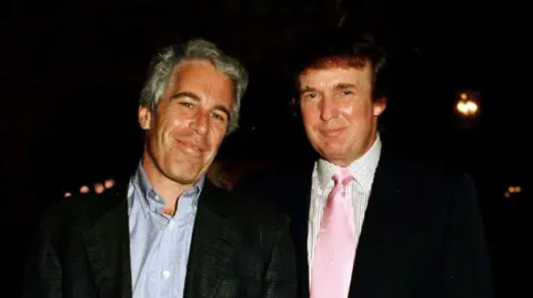 Getty Images A photo of Jeffrey Epstein and Donald Trump at a 1997 event. 