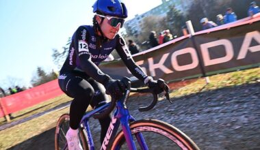 Dutch Shirin van Anrooij pictured in action during the women elite race at the World Cup cyclocross cycling event in Tabor, Czech Republic, stage 1 (out of 12) of the UCI World Cup cyclocross competition, Sunday 23 November 2025.BELGA PHOTO DAVID PINTENS (Photo by DAVID PINTENS / BELGA MAG / Belga / AFP via Getty Images)