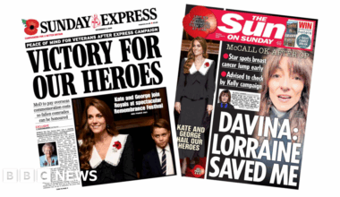 Newspaper headlines: 'Victory for our heroes' and 'Davina: Lorraine saved me'