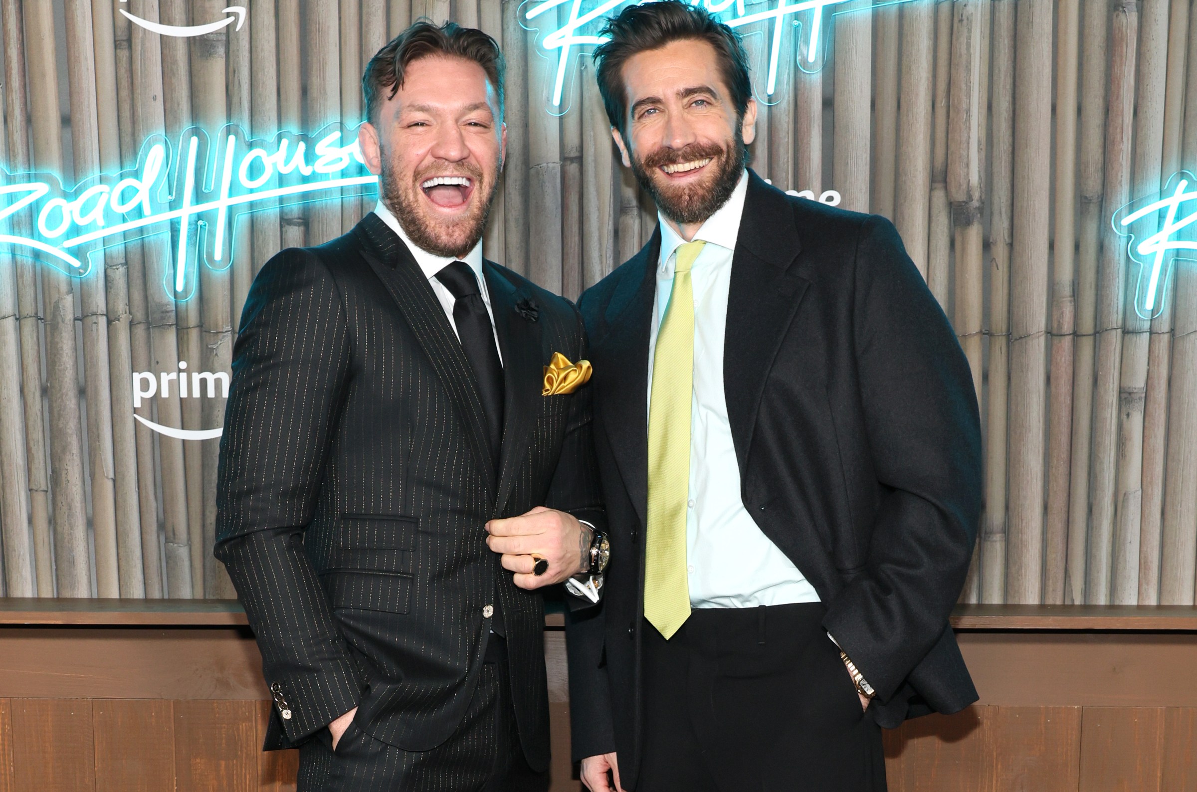 NEW YORK, NEW YORK - MARCH 19: Conor McGregor and Jake Gyllenhaal attend the “Road House” New York Premiere at Jazz at Lincoln Center on March 19, 2024 in New York City. (Photo by Dia Dipasupil/Getty Images)
