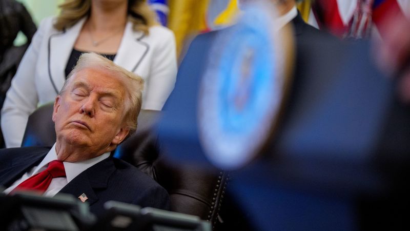 Images of Trump appearing to close his eyes during Oval Office event spread across social media