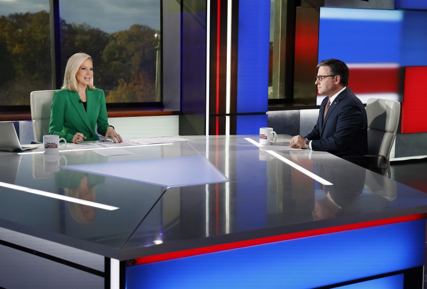 House Speaker Mike Johnson is interviewed by Shannon Bream on FOX News Sunday on Sunday, November 16, in Washington, DC.