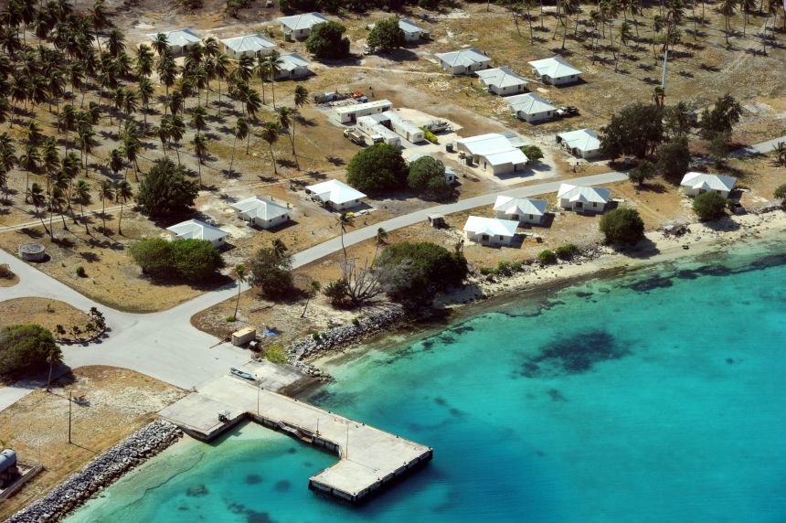 Rongelap Island, seen from Bikini Atoll, Marshall Islands, on January 28, 2014.