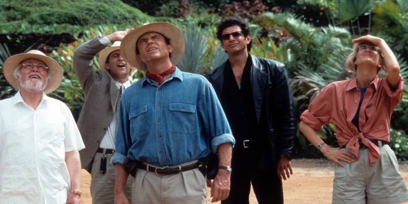 Jurassic Park's Hammond, Sattler, Grant, and Malcolm
