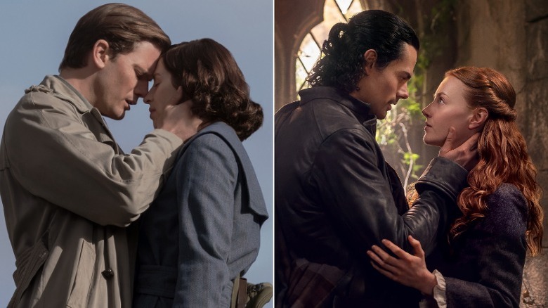 Henry and Julia and Brian and Ellen embrace in Outlander: Blood of My Blood Season 1
