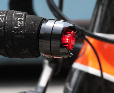 Cateye Orb bar end lights installed on a road bike