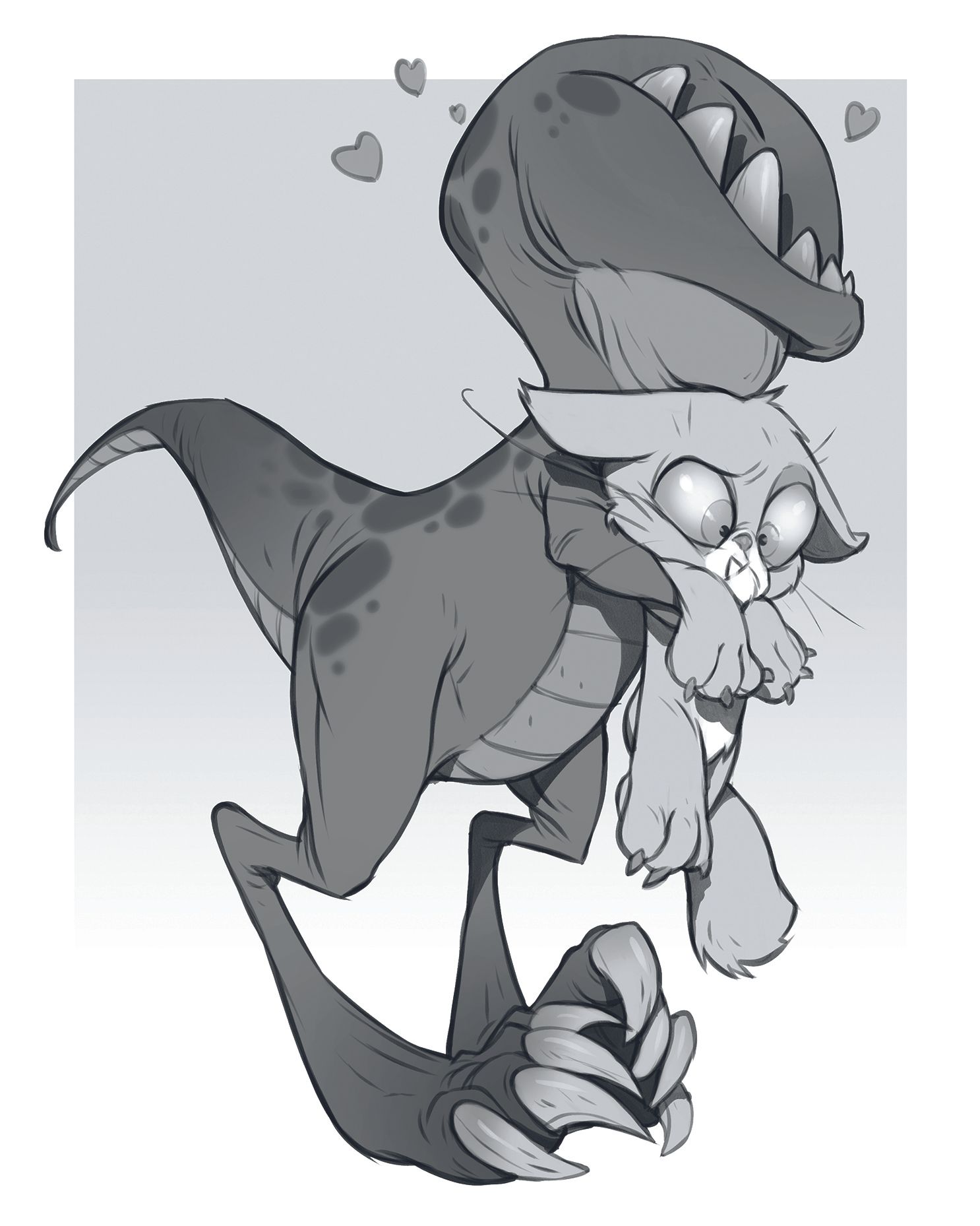 A character art sketch in black and white