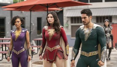 Megan Good, Caroline Grace Currey, and D.J. Cotrona in Shazam! Fury of the Gods