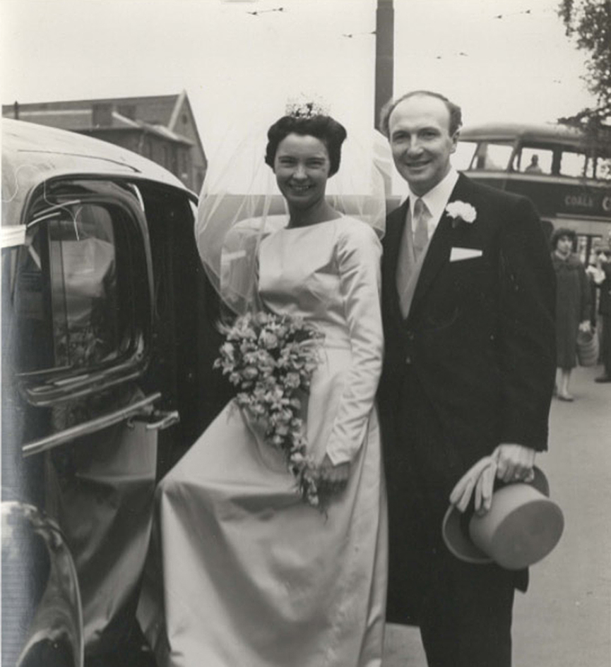 Architect Frank Tucker and Elaine Evans on their wedding day in 1961.
