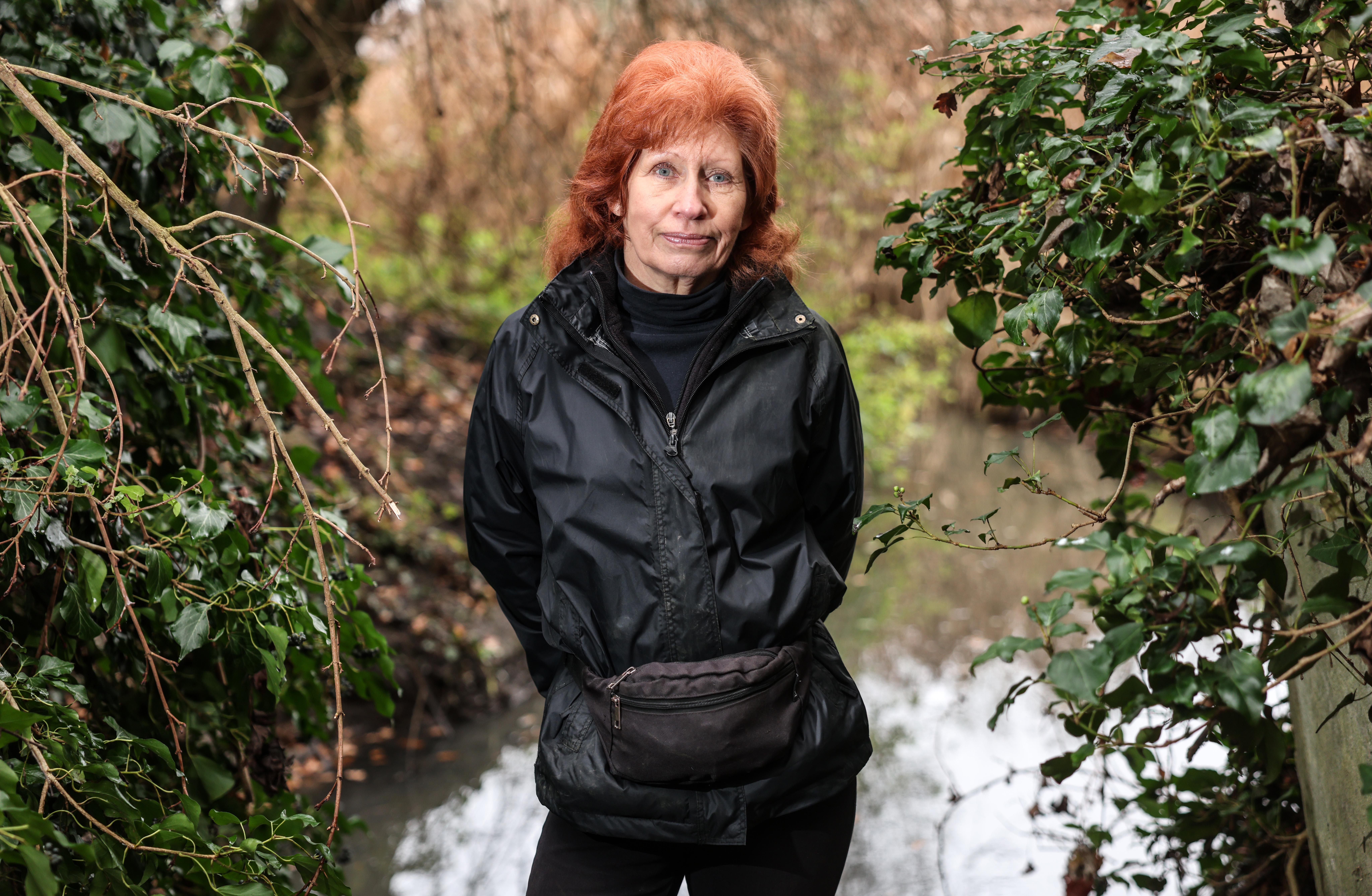 Lead Volunteer Tina Cruise of the London wildlife trust at Crane park island where evidence of water voles returning has been discovered.