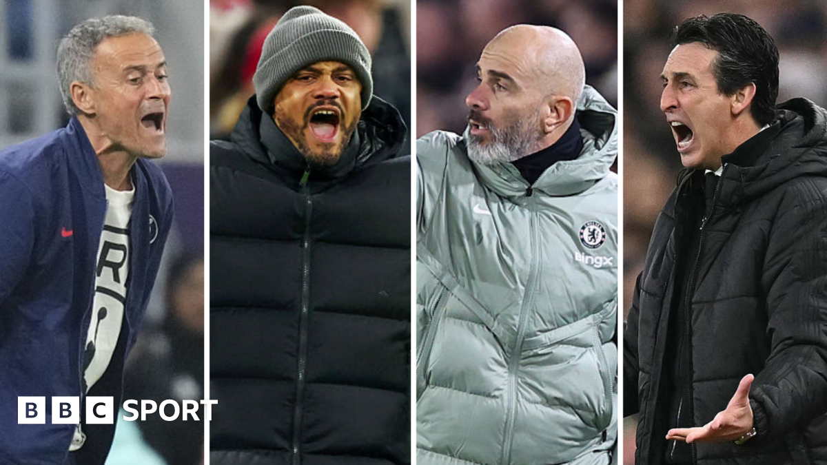 (left to right) Luis Enrique, Vincent Kompany, Enzo Maresca and Unai Emery