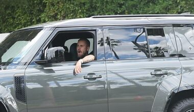 Justin Bieber was seen not bothering to stifle a yawn as he drove his wife Hailey around in his Land Rover Defender in Los Angeles ahead of Christmas