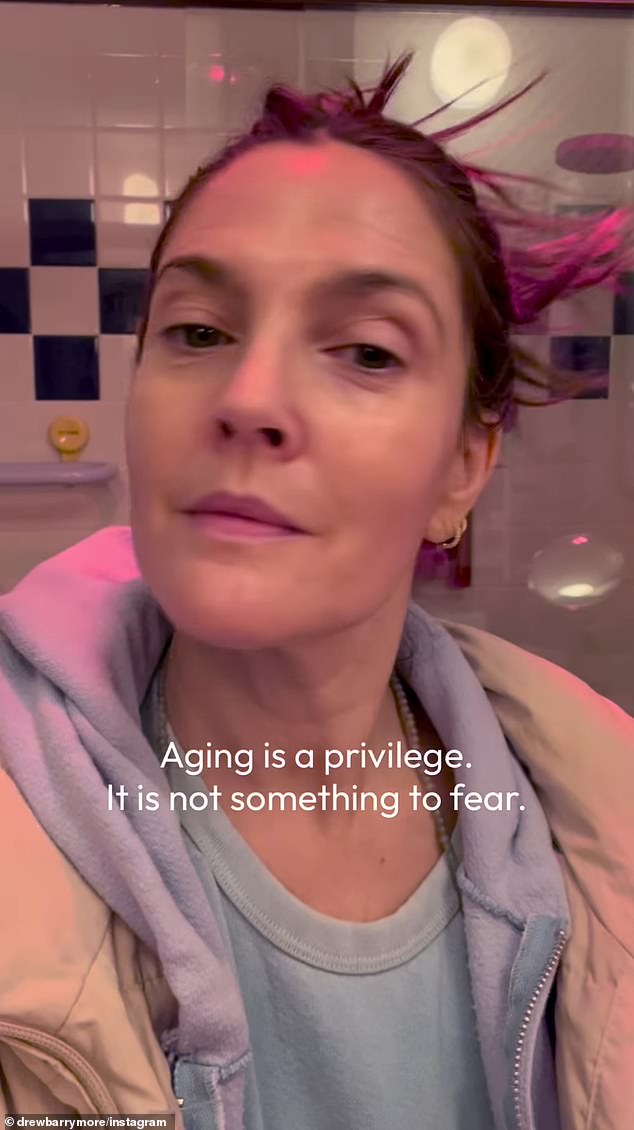 Barrymore told fans that getting older was nothing 'to fear'