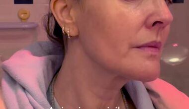 Drew Barrymore displayed her fine lines as she sent a message about aging that went more than skin deep