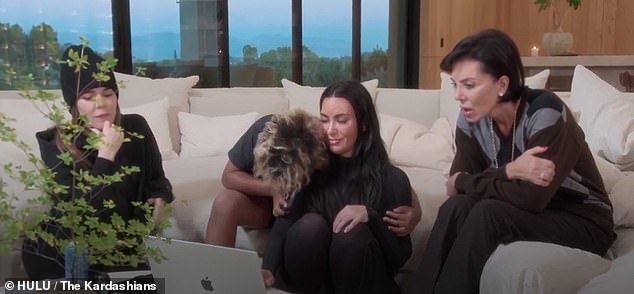 Kim was surrounded by her son Saint West, 10, her sister Khloe Kardashian, 41, and her mother Kris Jenner, 70, as she received the news