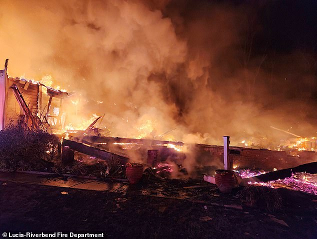 The house in North Carolina was destroyed after the blaze broke out on Sunday evening