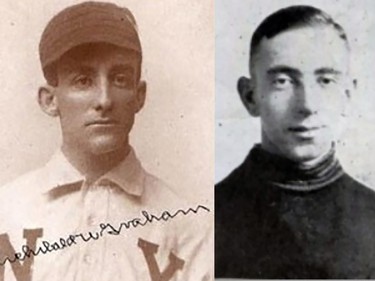 two black and white photographs of men