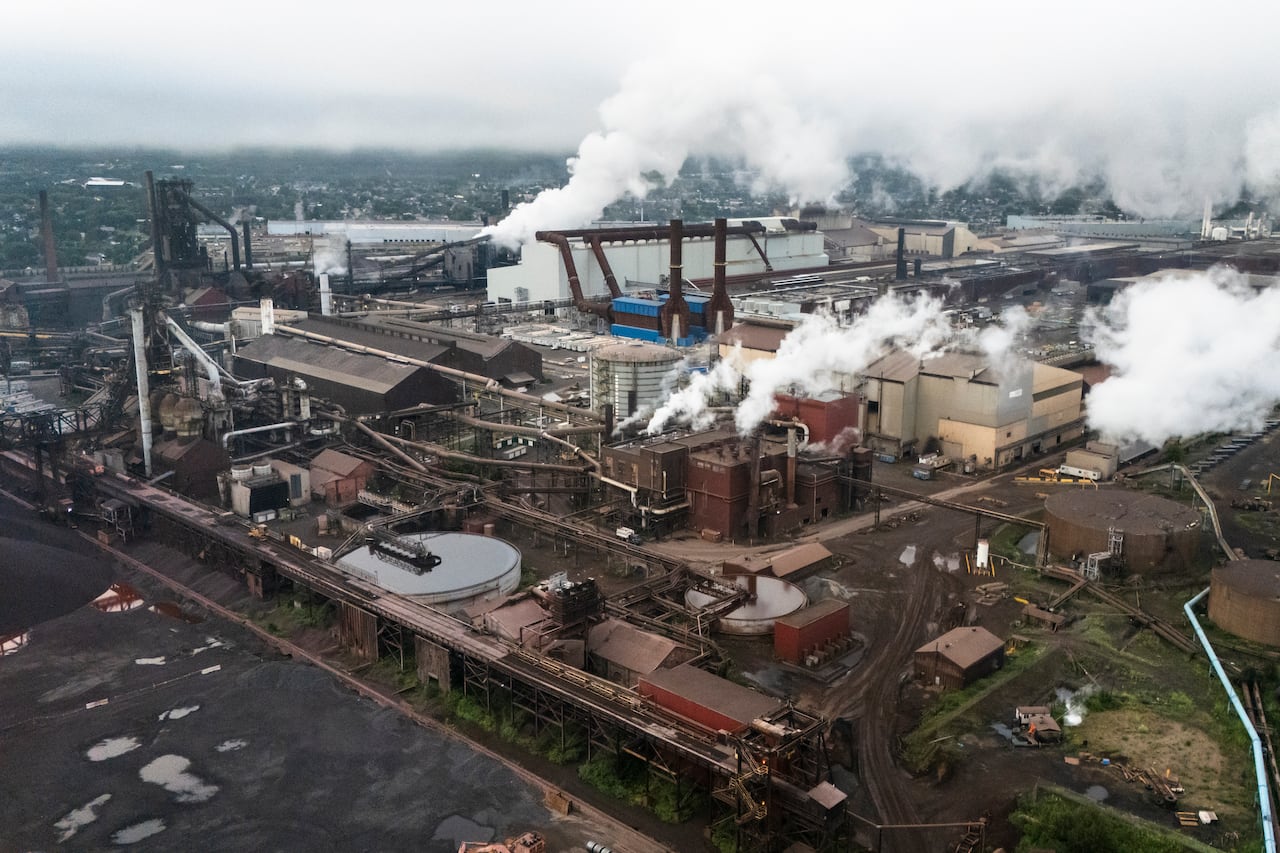 Algoma Steel Inc., the second largest steel producer in Canada, along the St. Marys River in Sault Ste. Marie, Ont.