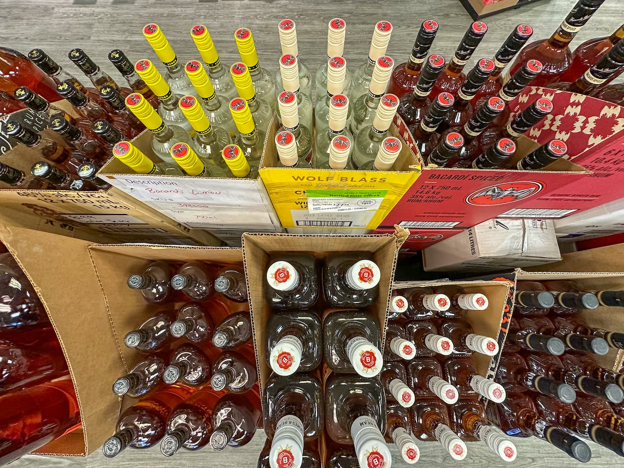 The cap of several glass bottles.