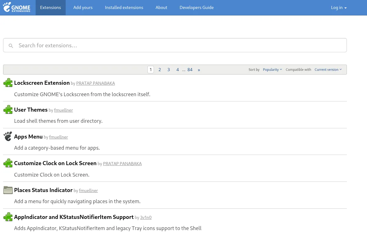 GNOME.org Extensions