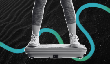 person standing on a vibration plate