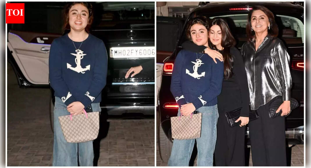 Ranbir Kapoor’s niece Samara Sahni steals the spotlight with her shy paparazzi moment alongside Riddhima Kapoor Sahni and Neetu Kapoor | Hindi Movie News