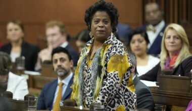 Health Minister Marjorie Michel rises during Question Period on Parliament Hill in Ottawa, Thursday, Oct. 2, 2025. THE CANADIAN PRESS/Adrian Wyld