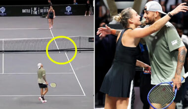 Tennis news: Strange detail on court as Nick Kyrgios beats Aryna Sabalenka in 'Battle of the Sexes'