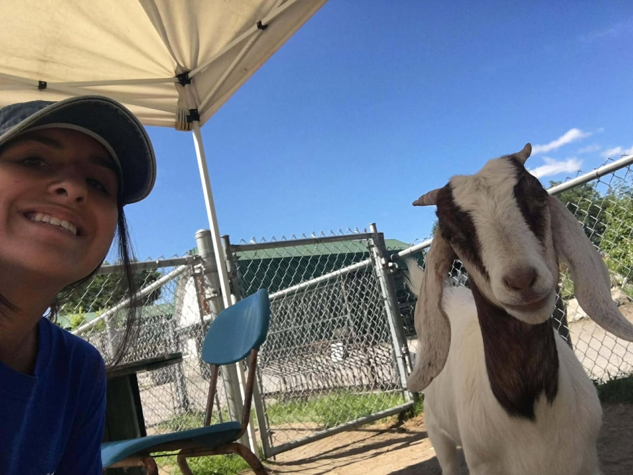 Naomi Panetta and a goat