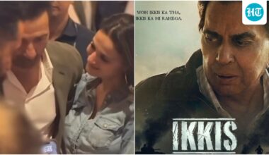 Ameesha Patel hugs emotional Sunny Deol at Ikkis screening; says film is ‘heartwarming’ because of Dharmendra