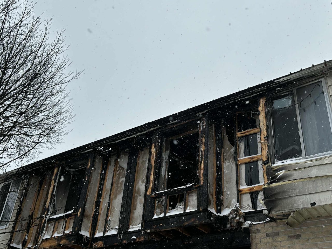 Burnt windows on a townhouse